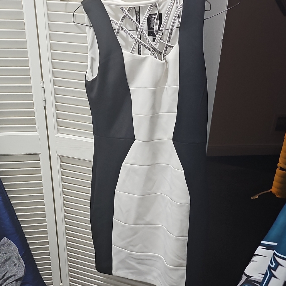 Jax Black and White Colorblock Mini Dress